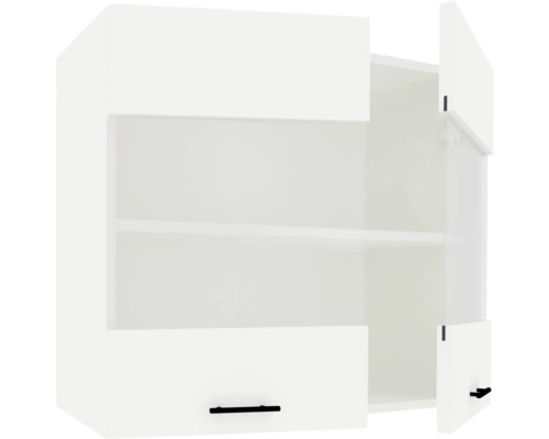 Dulap de perete cu două uși deschise și un raft