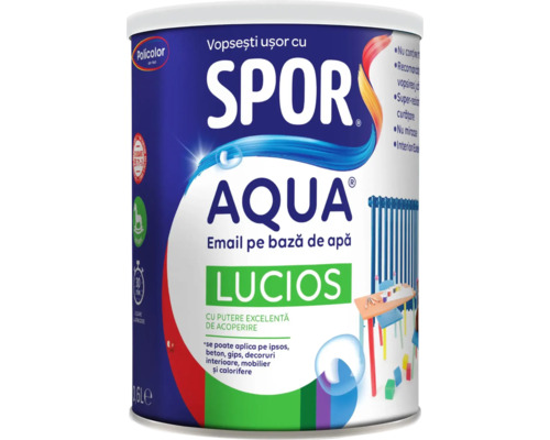Email lucios pe bază de apă Spor Aqua galben solar 0,6 l Email lucios pe bază de apă Spor Aqua galben solar 0,6 l