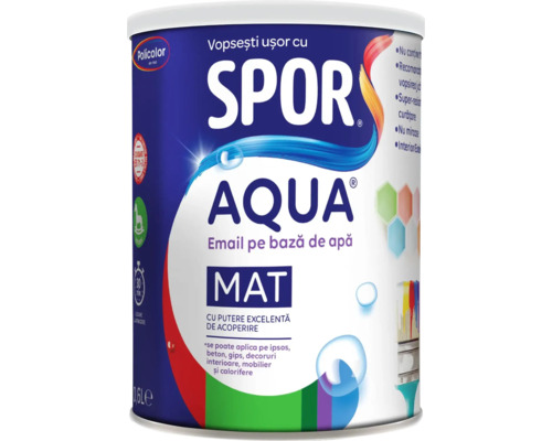 Email mat pe bază de apă Spor Aqua alb 0,6 l Email mat pe bază de apă Spor Aqua alb 0,6 l