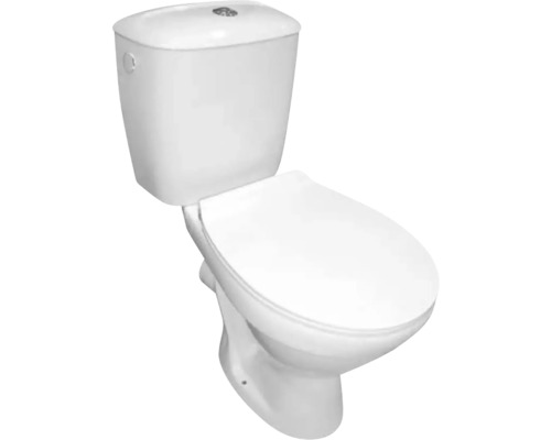 Set vas WC cu rezervor, mecanism și capac Roca Neo, cu margine de clătire, alb WC de podea din ceramică sanitară cu rezervor de apă