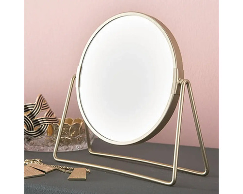 Oglindă rotundă de masă cu ramă metalică