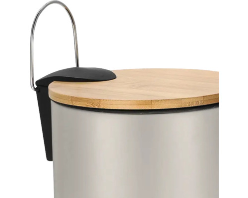 Coș de gunoi cu capac din bambus și mâner de transport