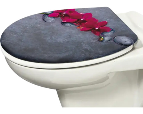 Capac WC cu motiv de orhidee și piatră