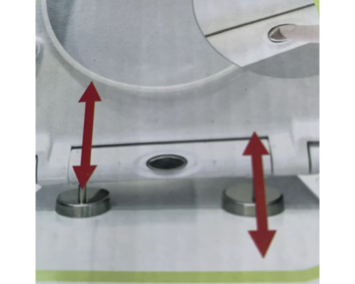 Opțiuni de reglare a unui capac de toaletă reprezentate cu săgeți