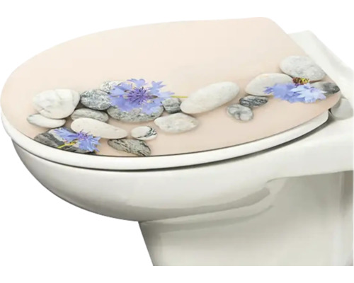 Capac de toaletă cu motiv de pietre și flori
