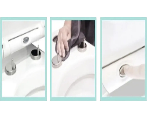 Serie de imagini: montarea și curățarea unui capac de toaletă