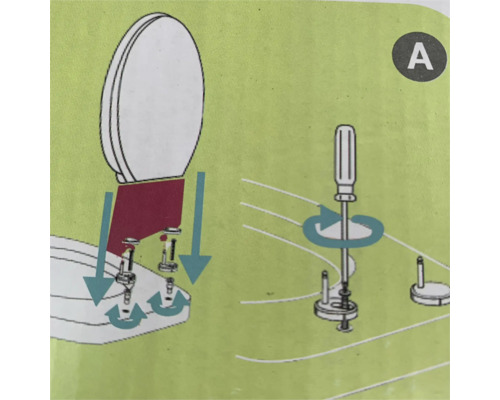 Ilustrație montaj capac WC cu șurubelniță