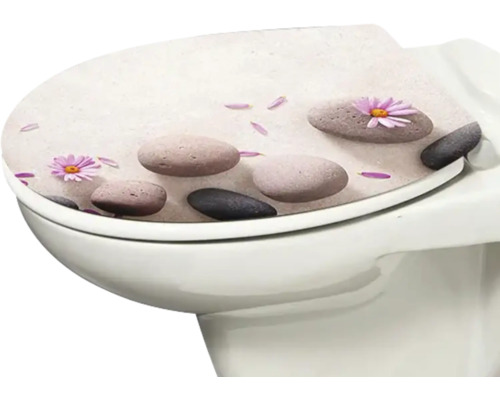 Capac de toaletă cu motiv cu pietre și flori
