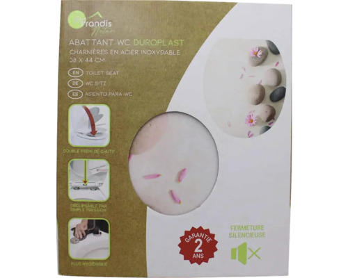 Ambalaj pentru un capac de WC din duroplast cu balamale din oțel inoxidabil, dimensiune 38 x 44 cm