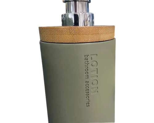 Dispenser săpun din ceramică și bambus pentru accesorii de baie