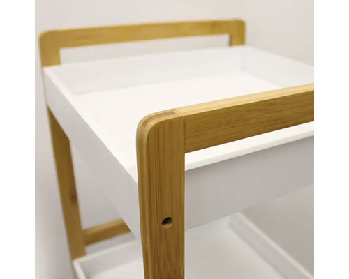 Cărucior cu două rafturi din bambus și plastic