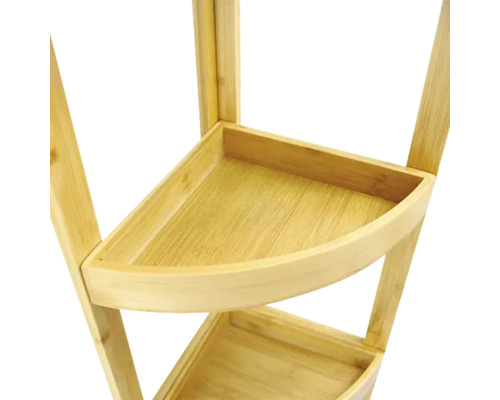 Imagine detaliată cu o etajeră de colț din lemn