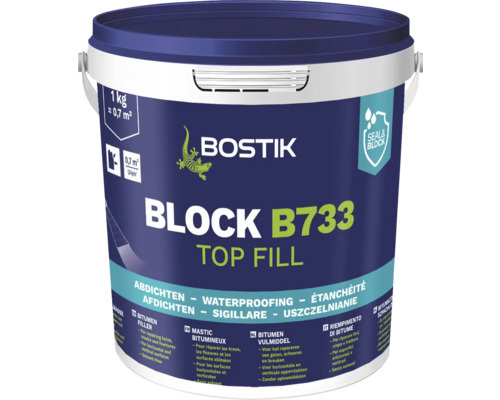 Masă de spaclu bitominoasă Bostik Block B733 1 litri Chit bituminos Bostik Block B733 Top Fill într-o găleată cu greutatea de un kilogram