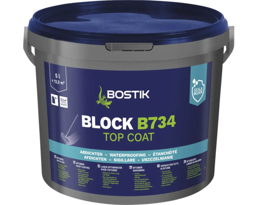 Hidroizolație acoperiș Bostik Block B734 5 litri Găleată Bostik Block B734 strat superior bitum acoperiș, 5 litri