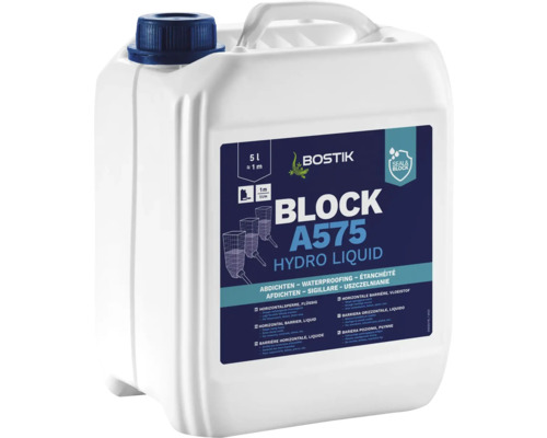 Bostik Block A575 Hydro Liquid în recipient de cinci litri pentru hidroizolație