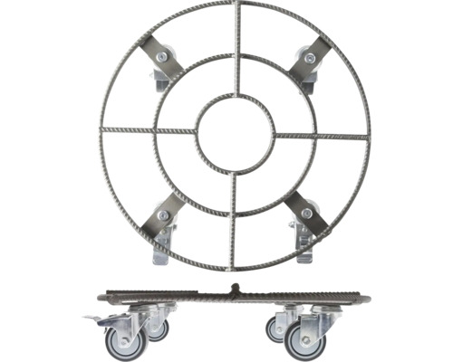 Rotor de plante din oțel cu roți, vedere de sus și vedere laterală