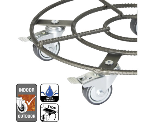 Suport cu rotile pentru plante cu frână de blocare, potrivit pentru interior și exterior, rezistent la apă