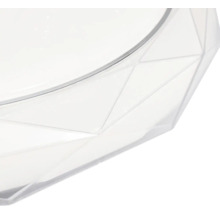 Prim-plan cu abajur transparent cu model geometric