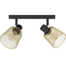 Lumină de plafon cu două spoturi și abajur auriu