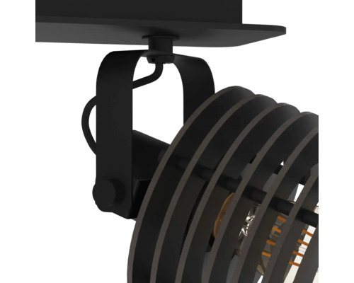 Lumină de plafon neagră cu abajur din inele metalice