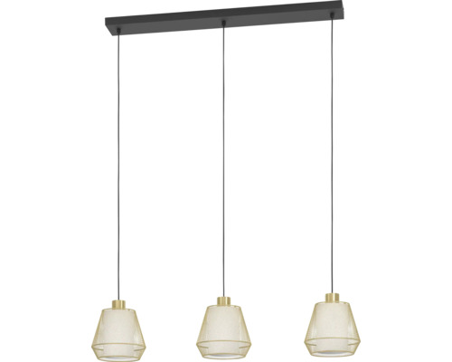 Lumină suspendată cu trei becuri cu abajur metalic pentru interior