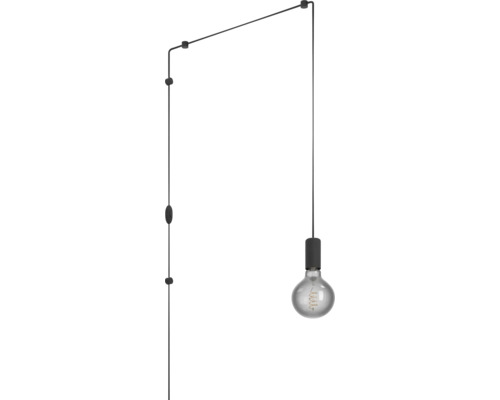 Lumină suspendată cu bec și cablu negru