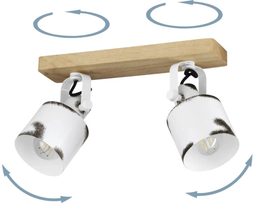 Lumină de plafon cu două spoturi și capete pivotante