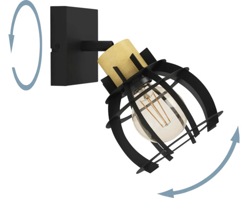 Lămpi de perete pivotantă din metal și lemn cu sursă de lumină