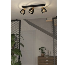 Lumină de plafon cu trei spoturi în design industrial