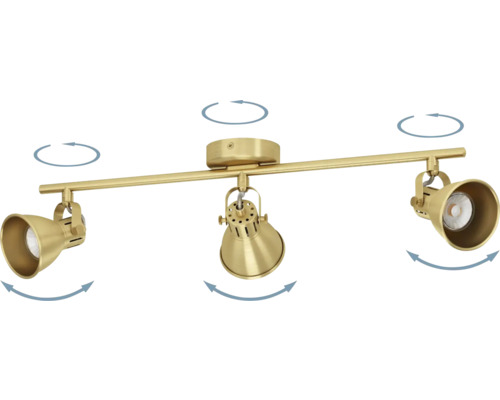 Plafonieră din alamă cu trei spoturi rotative