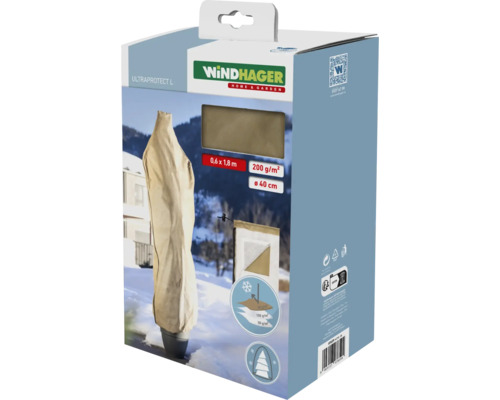 Husă protecție iarnă plante Windhager Ultraprotect L 0,6x1,8 m 200 g/m² bej Husa de protecție a plantelor Windhager Ultraprotect L în ambalaj