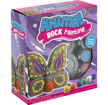 Set de pictură pe piatră cu animale în cutie cu vopsele și pensulă