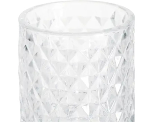 Vază din sticlă transparentă cu model de romburi