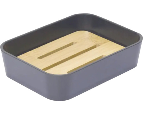 Săpunieră din plastic cu inserție de bambus