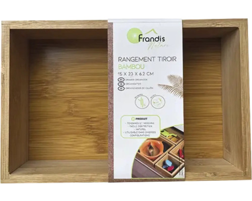 Organizator sertar din bambus, 15 x 23 x 6,2 cm