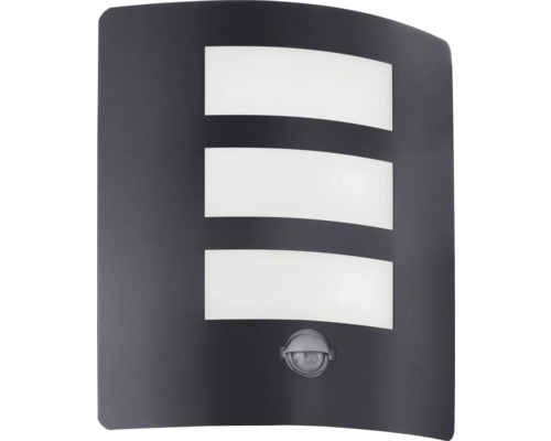 Aplică exterior Rasciano E E27 max. 1x40W, senzor de mișcare, IP44, negru Lumină de perete exterioară antracit cu senzor de mișcare și trei câmpuri luminoase
