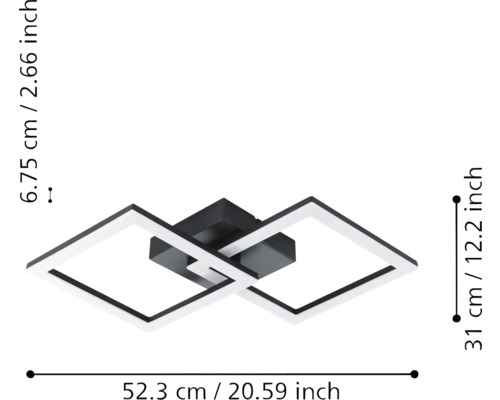 Dimensiunile unei lămpi de tavan cu design pătrat