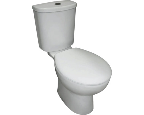 Set vas WC cu rezervor, mecanism și capac Roca Mira-N, evacuare orizontală, alb WC de podea din ceramică cu rezervor de apă