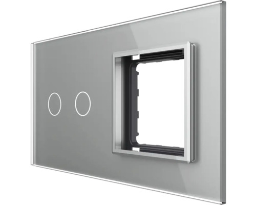Ramă de comutator din sticlă cu două întrerupătoare tactile și o deschidere