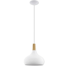 Lampa suspendată albă cu element din lemn