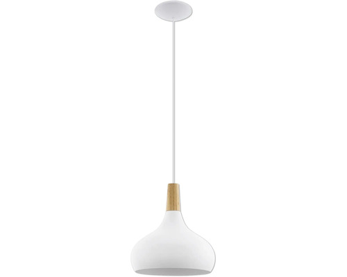 Lampa suspendată albă cu element din lemn