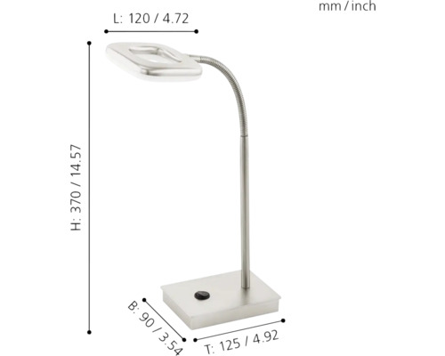 Lampă de masă cu LED de culoare argintie cu lampă de lectură flexibilă