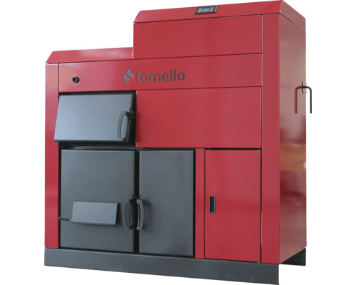 Cazan / Centrală termică pe peleți Fornello Eco Energy mixt 35 kW, echipată cu automatizare, afișaj digital, arzător fontă, buncăr integrat 90 kg, 146x144,3x101 cm