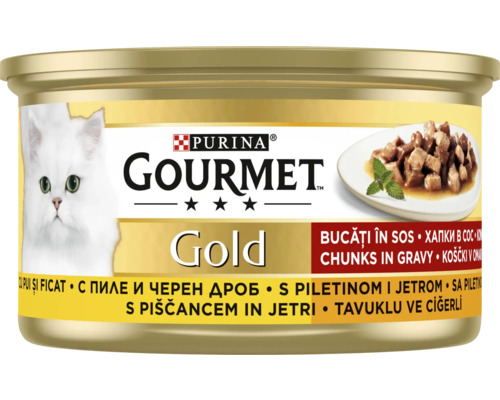 Hrană umedă pentru pisici PURINA Gourmet Gold cu pui și ficat 85 g
