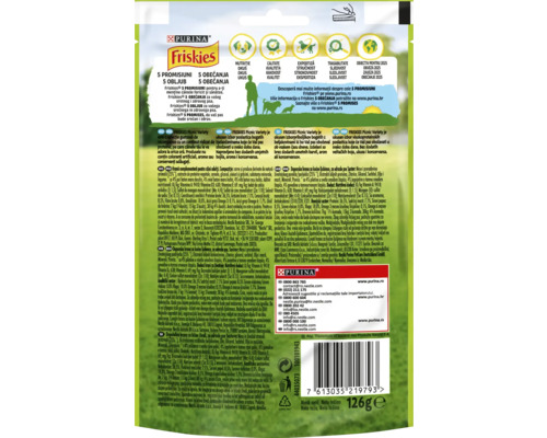 Spatele hranei pentru câini Purina Friskies