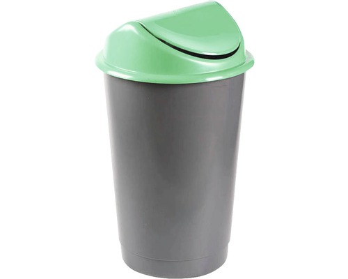 Coș de gunoi cu capac batant 60 l verde-0