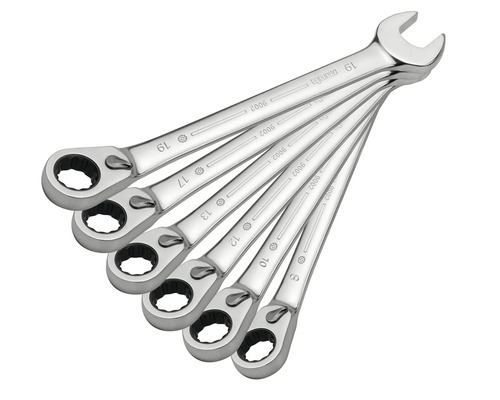 Set chei combinate IUS 8-19 mm, 10 piese, fixă & inelară cu clichet reversibil, crom-vanadiu