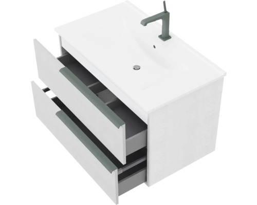 Dulap de bază pentru lavoar cu două sertare, lavoar și baterie pentru baie