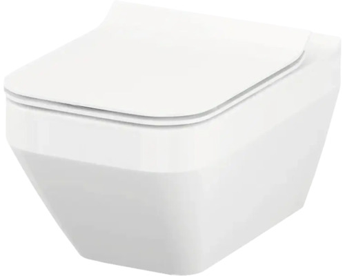 Vas WC suspendat Cersanit Moduo, incl. capac WC, evacuare orizontală, alb Vas WC ceramic suspendat cu scurgere verticală cu capac