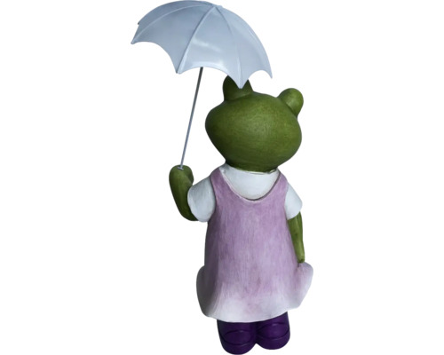 Figurină de grădină broască cu umbrelă din spate